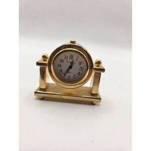 1940. Vintage Circa Miniature Brass Mantel Clock - Quartz Japan Movement